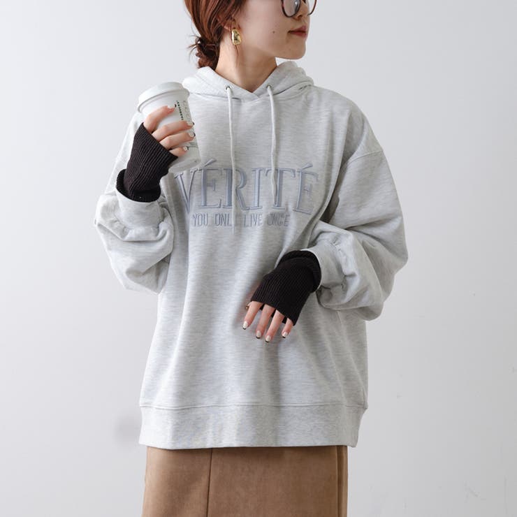 あつもり刺繍ロゴ裏毛パーカー | NICE CLAUP / OLIVE des OLIVE　OUTLET | 詳細画像3 