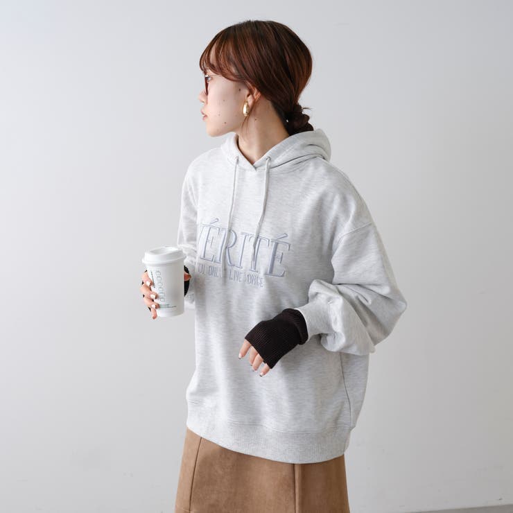 あつもり刺繍ロゴ裏毛パーカー | NICE CLAUP / OLIVE des OLIVE　OUTLET | 詳細画像4 