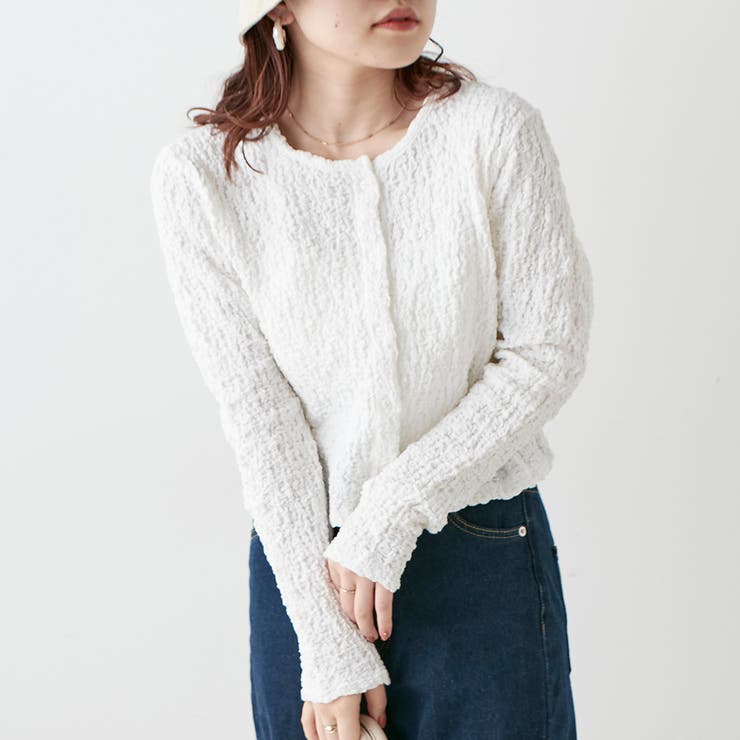 クシュクシュジャガードカーディガン[品番：NCLW0009383]｜NICE CLAUP