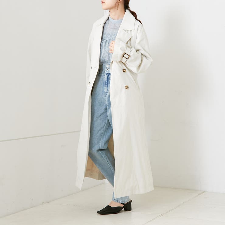 【新品未使用】チュールトレンチコート　グレー　Ｍ　ナイスクラップ 新品未使用】チュールトレンチコート グレー M ナイスクラップ