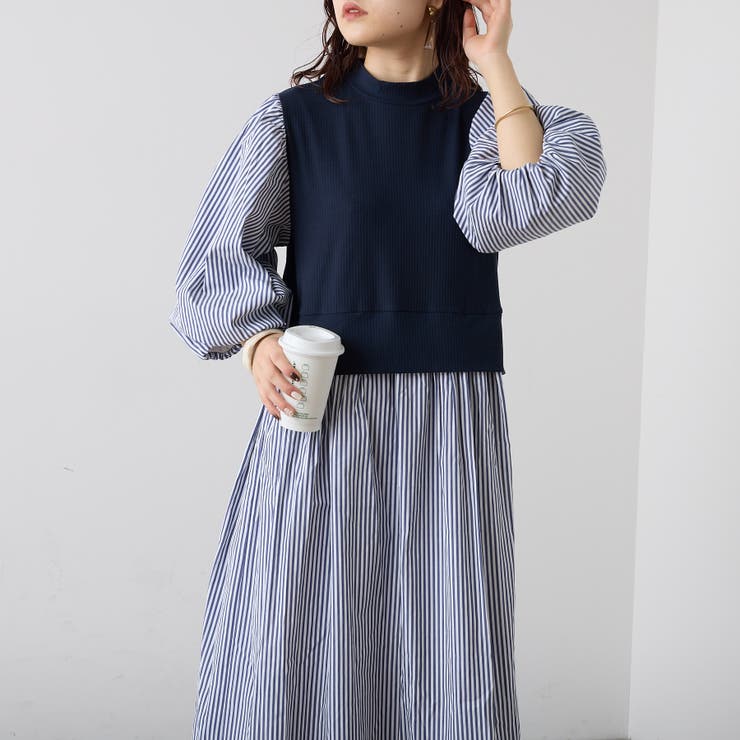 NICE CLAUP ドッキングワンピース continuer de NICE CLAUP/ドッキング花柄ジャガードワンピース