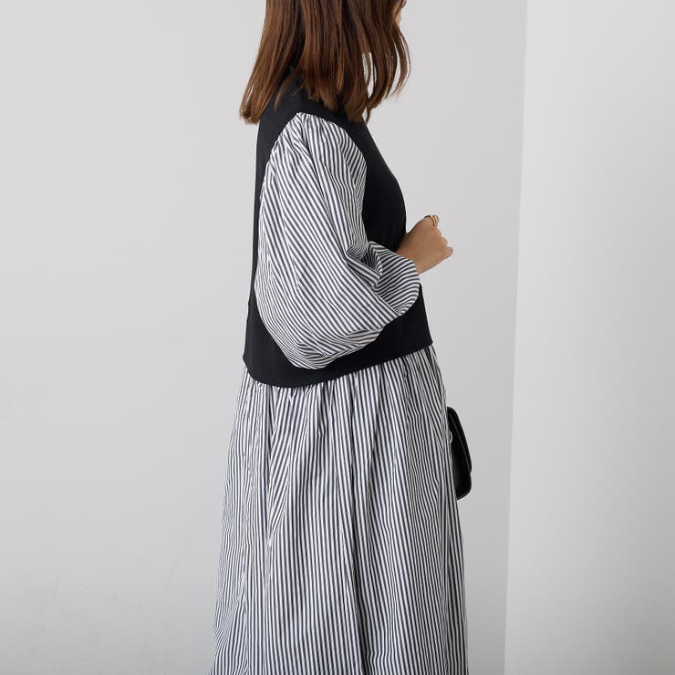 ストライプドッキングワンピース[品番：NCLW0009280]｜NICE