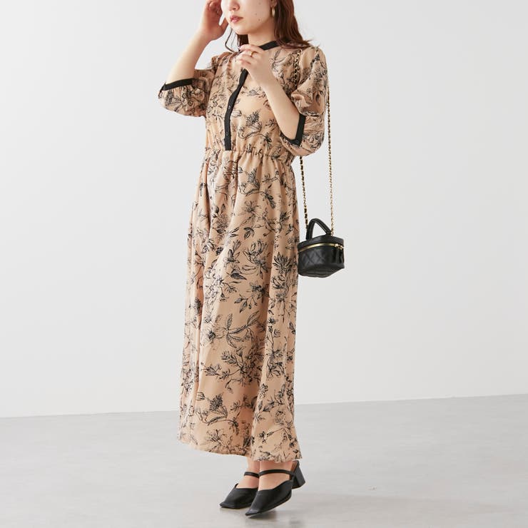 線画花柄ワンピース[品番：NCLW0009665]｜NICE CLAUP / OLIVE des