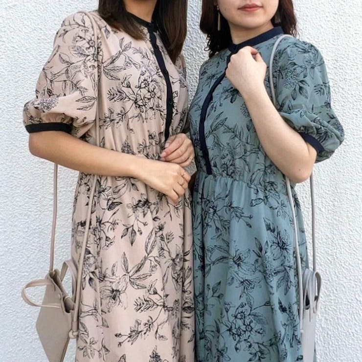 線画花柄ワンピース[品番：NCLW0009665]｜NICE CLAUP / OLIVE des