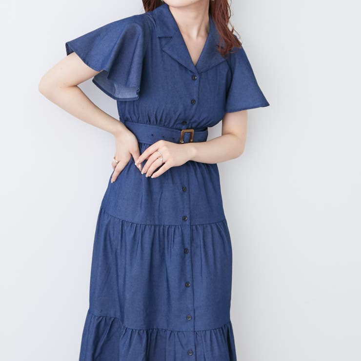 ②2wayデニムティアードワンピース/スカート　M-L ②2wayデニムティアードワンピース/スカート M-L デニム