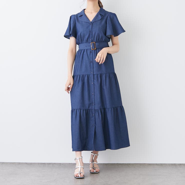 ②2wayデニムティアードワンピース/スカート　M-L ②2wayデニムティアードワンピース/スカート M-L