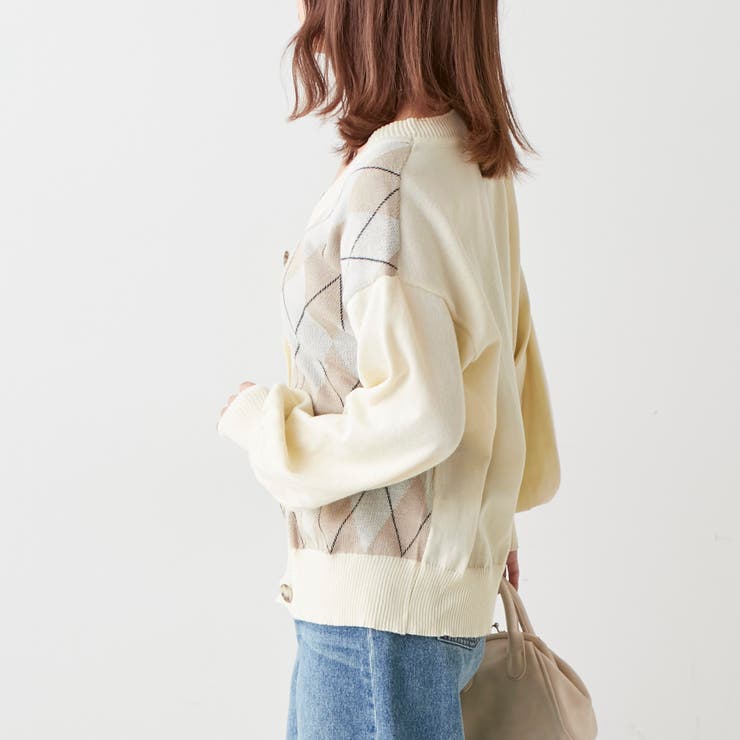 【低身長向け】アーガイルカーディガン | NICE CLAUP / OLIVE des OLIVE　OUTLET | 詳細画像5 