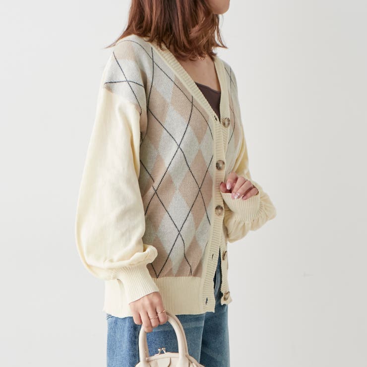 【低身長向け】アーガイルカーディガン | NICE CLAUP / OLIVE des OLIVE　OUTLET | 詳細画像7 