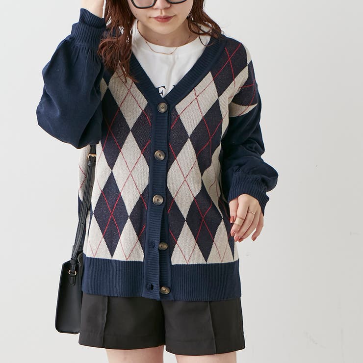 【低身長向け】アーガイルカーディガン | NICE CLAUP / OLIVE des OLIVE　OUTLET | 詳細画像8 