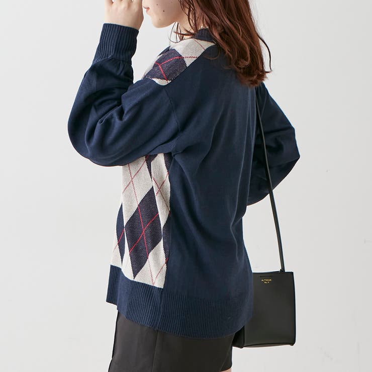 【低身長向け】アーガイルカーディガン | NICE CLAUP / OLIVE des OLIVE　OUTLET | 詳細画像10 
