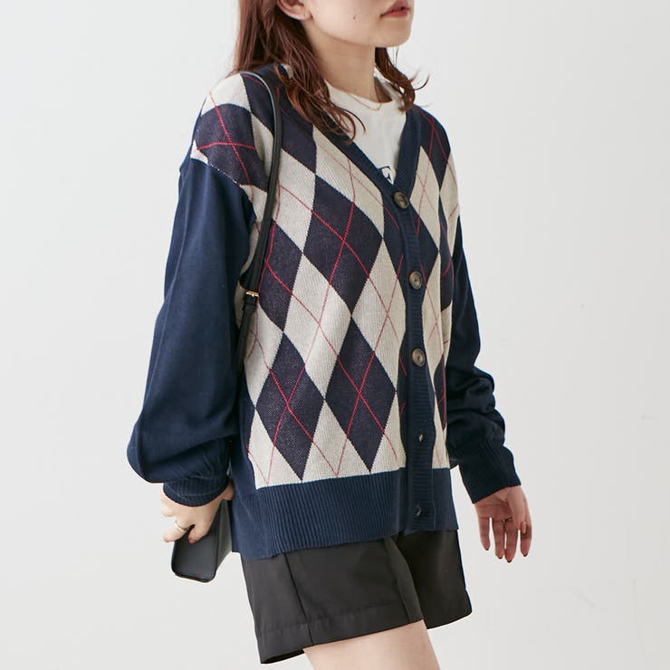 【低身長向け】アーガイルカーディガン | NICE CLAUP / OLIVE des OLIVE　OUTLET | 詳細画像13 