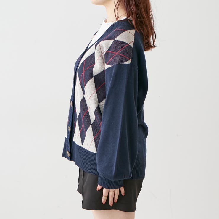 【低身長向け】アーガイルカーディガン | NICE CLAUP / OLIVE des OLIVE　OUTLET | 詳細画像15 