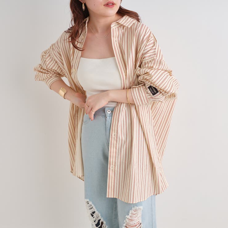 NUNIFE】ストライプシャツ[品番：NCLW0009941]｜NICE CLAUP / OLIVE