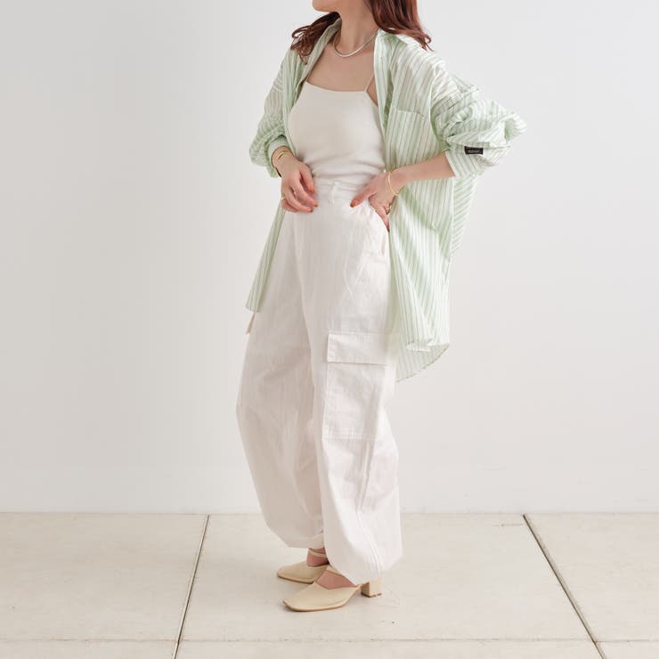 NUNIFE】ストライプシャツ[品番：NCLW0009941]｜NICE CLAUP / OLIVE