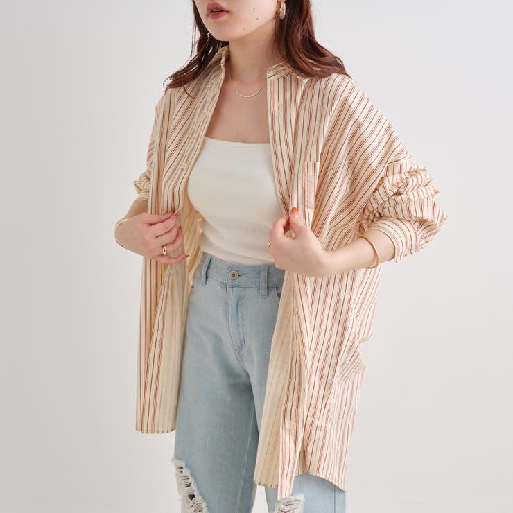 NUNIFE】ストライプシャツ[品番：NCLW0009941]｜NICE CLAUP / OLIVE