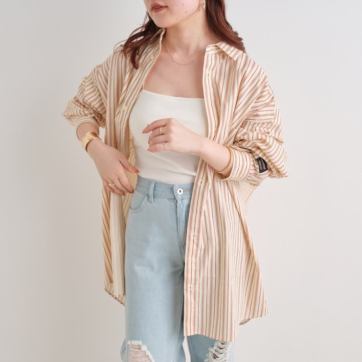 NUNIFE】ストライプシャツ[品番：NCLW0009941]｜NICE CLAUP / OLIVE