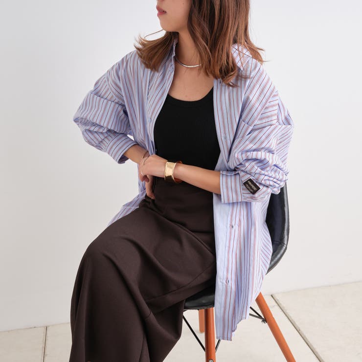 NUNIFE】ストライプシャツ[品番：NCLW0009941]｜NICE CLAUP / OLIVE