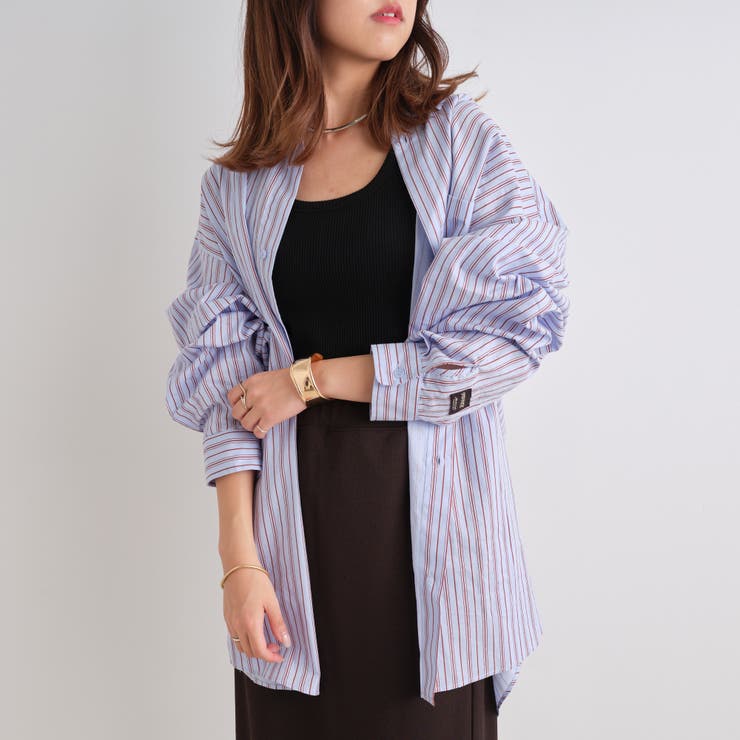 NUNIFE】ストライプシャツ[品番：NCLW0009941]｜NICE CLAUP / OLIVE
