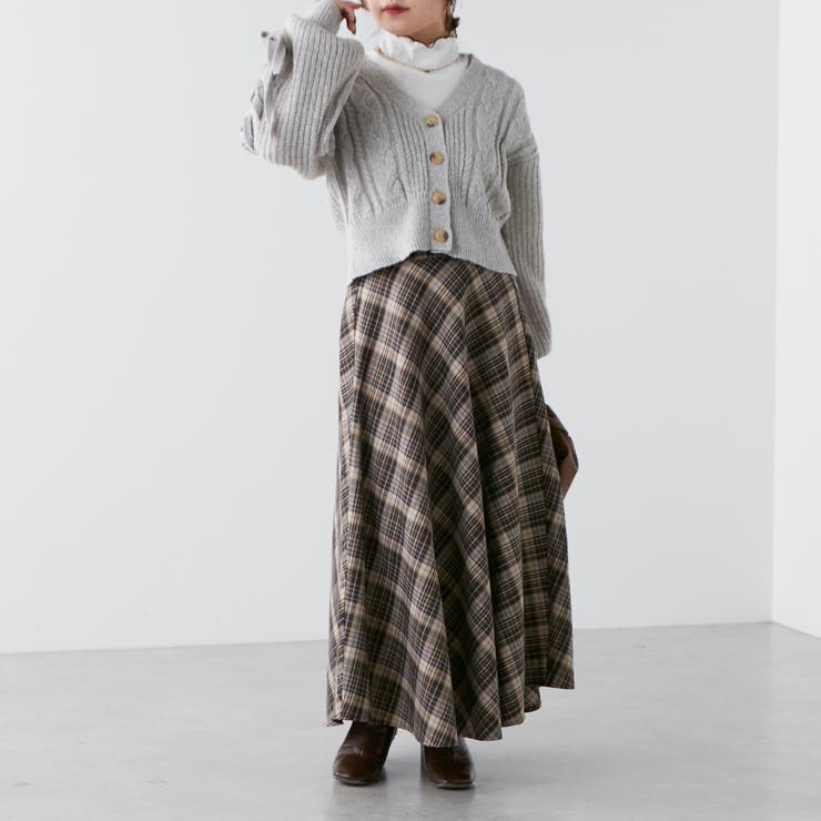 秋チェックロングスカート[品番：NCLW0011141]｜NICE CLAUP