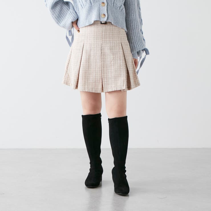 ALEXANDER McQUEEN　ツイード ラッププリーツスカート 牛革ベルト UNITED TOKYO（ユナイテッドトウキョウ）の「ウィンドラッププリーツ