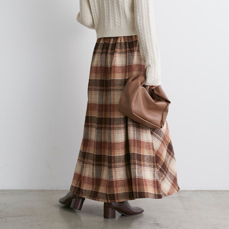 バイヤスチェックスカート[品番：NCLW0011757]｜NICE CLAUP / OLIVE
