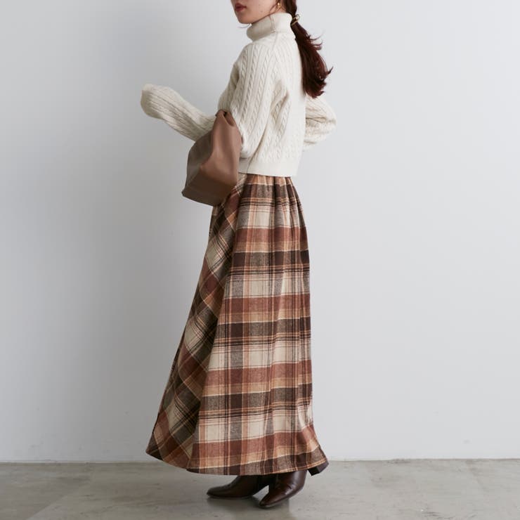 バイヤスチェックスカート[品番：NCLW0011757]｜NICE CLAUP / OLIVE