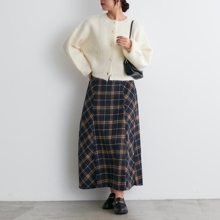 バイヤスチェックスカート[品番：NCLW0011757]｜NICE CLAUP / OLIVE