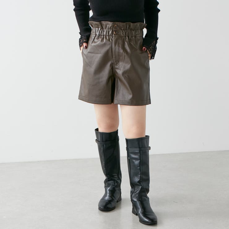 ハイウエスト合皮ショートパンツ[品番：NCLW0011338]｜NICE CLAUP