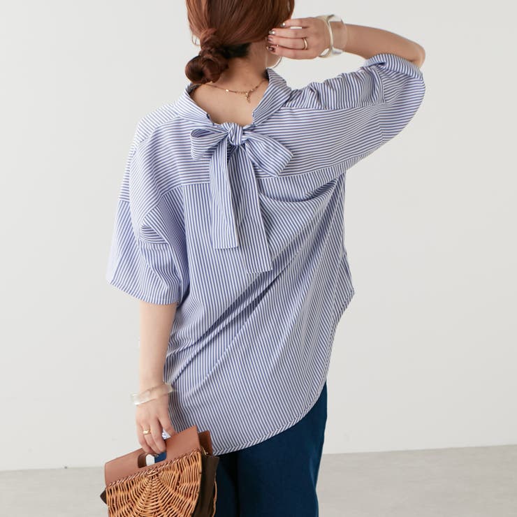 後リボンタックブラウス[品番：NCLW0010730]｜NICE CLAUP / OLIVE des