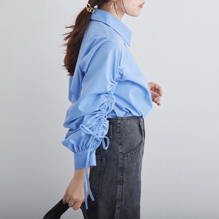 ロゴ刺繍入り袖リボンブラウス[品番：NCLW0010976]｜NICE CLAUP