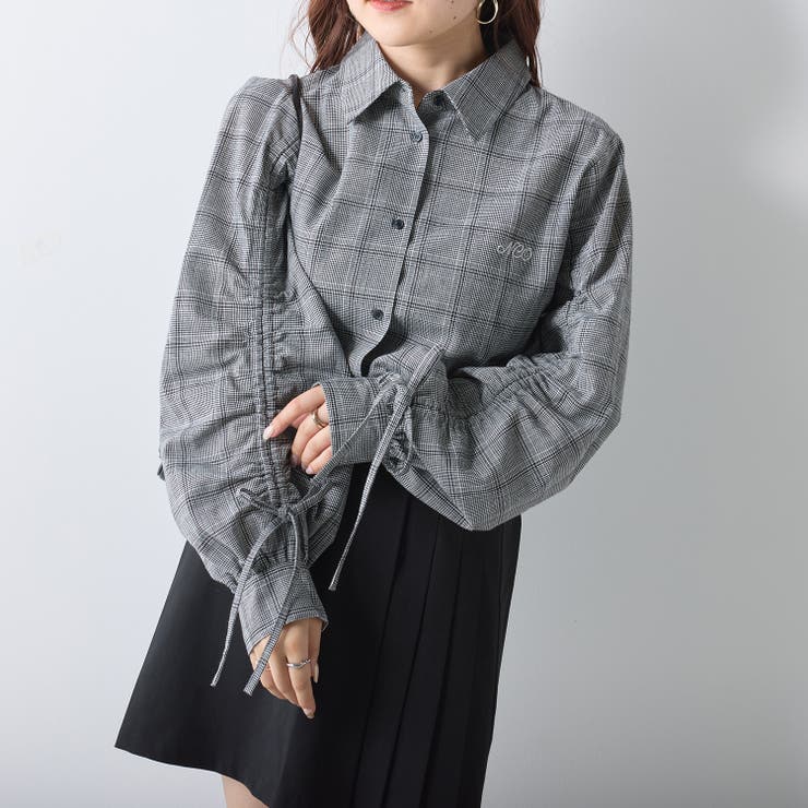美品　クリーニング済　セオリー　シルク100%ブラウス　袖リボン　ストライプ ロゴ刺繍入り袖リボンブラウス[品番：NCLW0010976]｜NICE CLAUP