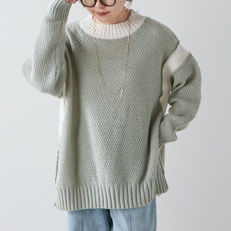 配色鹿の子ニット | NICE CLAUP / OLIVE des OLIVE　OUTLET | 詳細画像18 