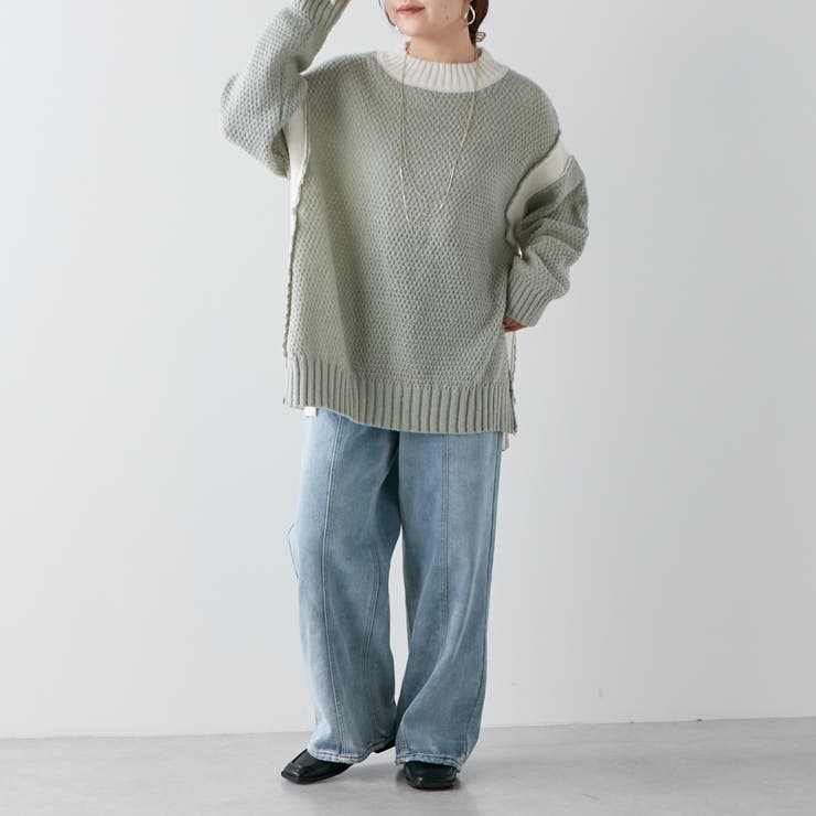 配色鹿の子ニット | NICE CLAUP / OLIVE des OLIVE　OUTLET | 詳細画像54 