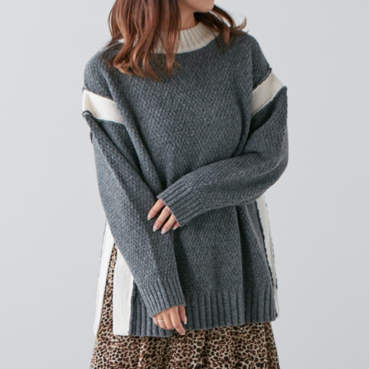 配色鹿の子ニット | NICE CLAUP / OLIVE des OLIVE　OUTLET | 詳細画像2 