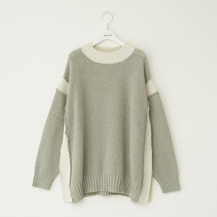 ミント | 配色鹿の子ニット | NICE CLAUP / OLIVE des OLIVE　OUTLET