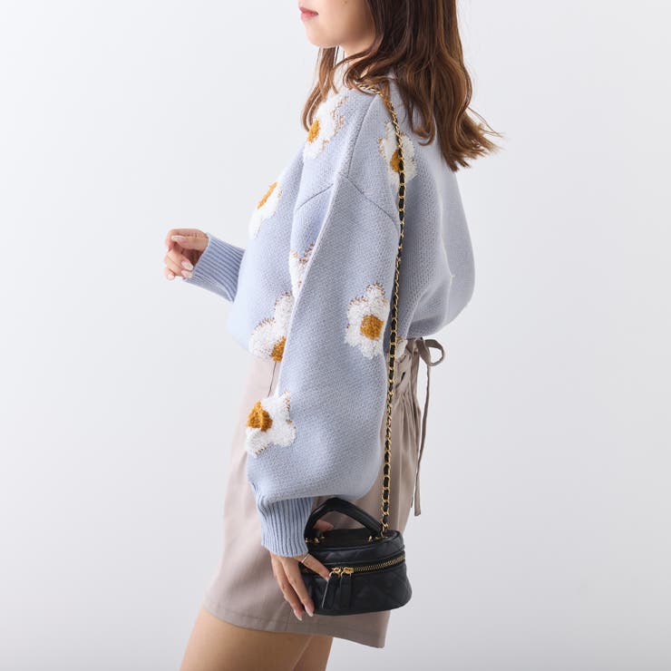 新品タグ付き☆アプ 花柄カーデ♪ オープン セサミ クラブ24年秋冬、カラフルフリンジ×花柄ジャカードの