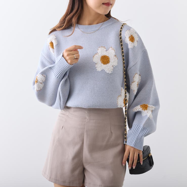 花柄ジャガードプルオーバー[品番：NCLW0011063]｜NICE CLAUP / OLIVE