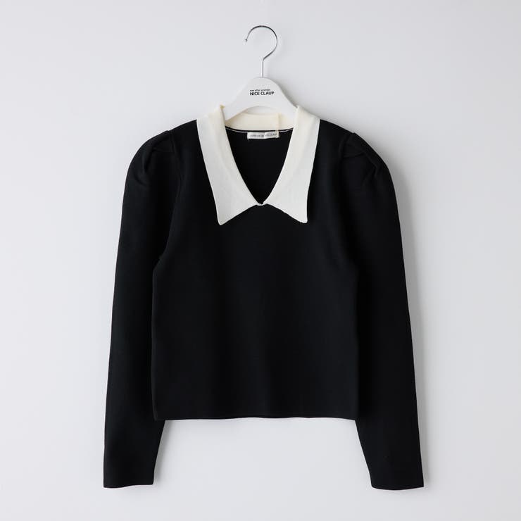 襟付き配色ニット[品番：NCLW0011153]｜NICE CLAUP / OLIVE des