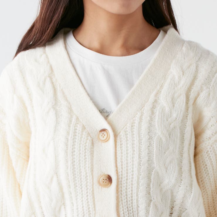 袖ケーブルリボンカーディガン[品番：NCLW0011382]｜NICE CLAUP