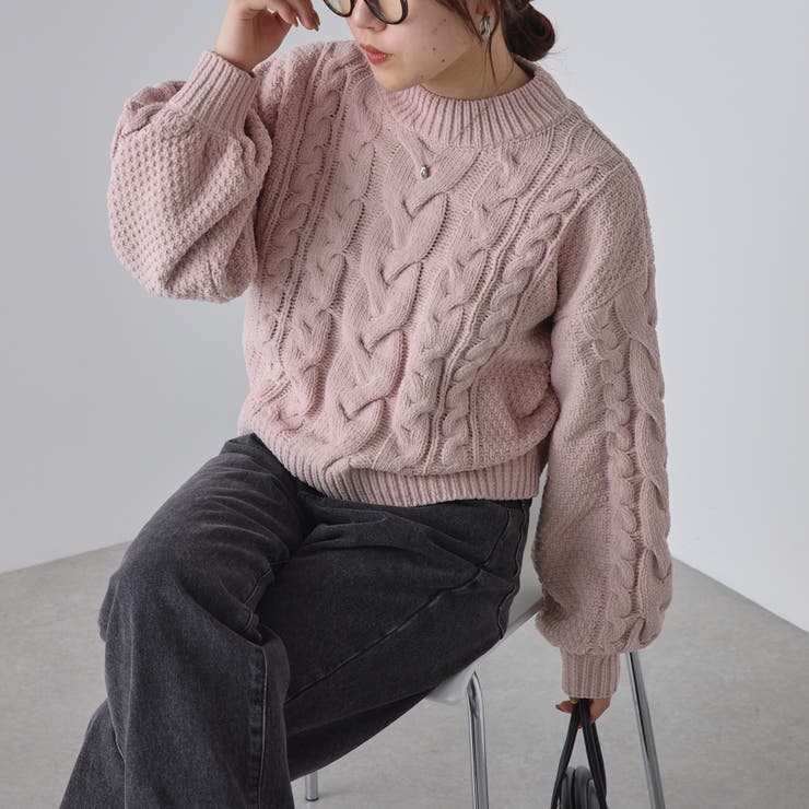 新色追加！】フワフワモールケーブルニット[品番：NCLW0011993]｜NICE