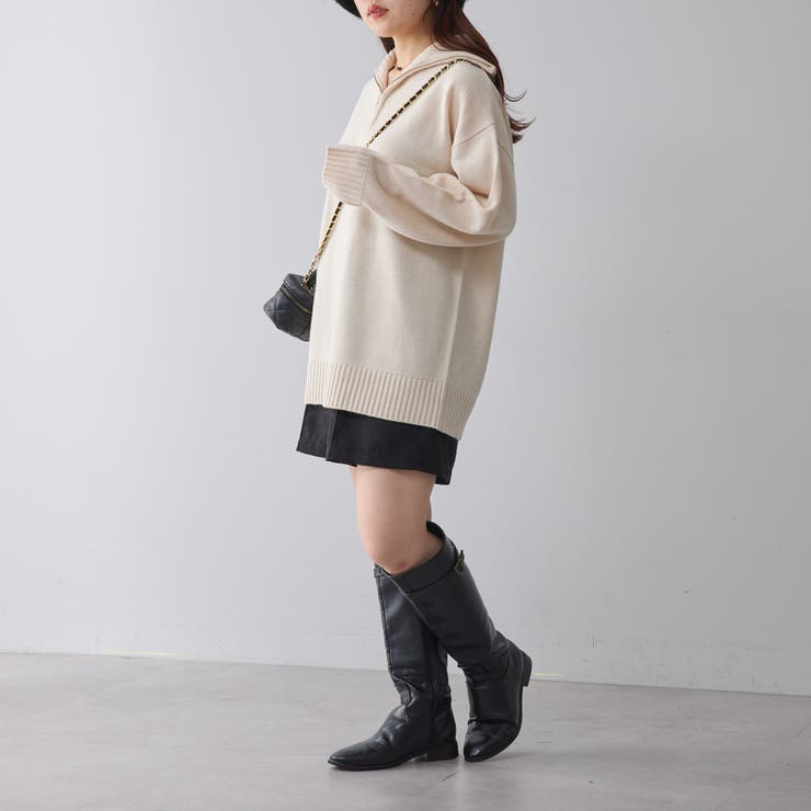 ハーフZIPニット[品番：NCLW0012096]｜NICE CLAUP / OLIVE des