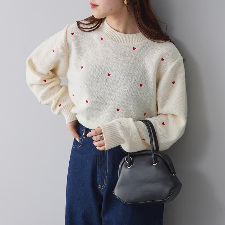 ハート刺繍ニット[品番：NCLW0012117]｜NICE CLAUP / OLIVE des OLIVE