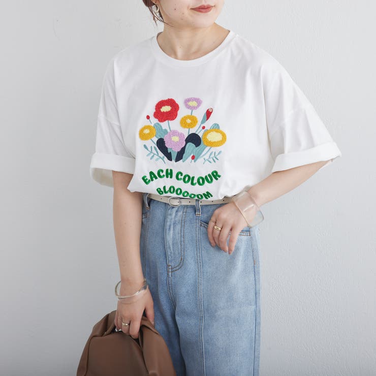 お花サガラ刺繍T[品番：NCLW0010746]｜NICE CLAUP / OLIVE des OLIVE