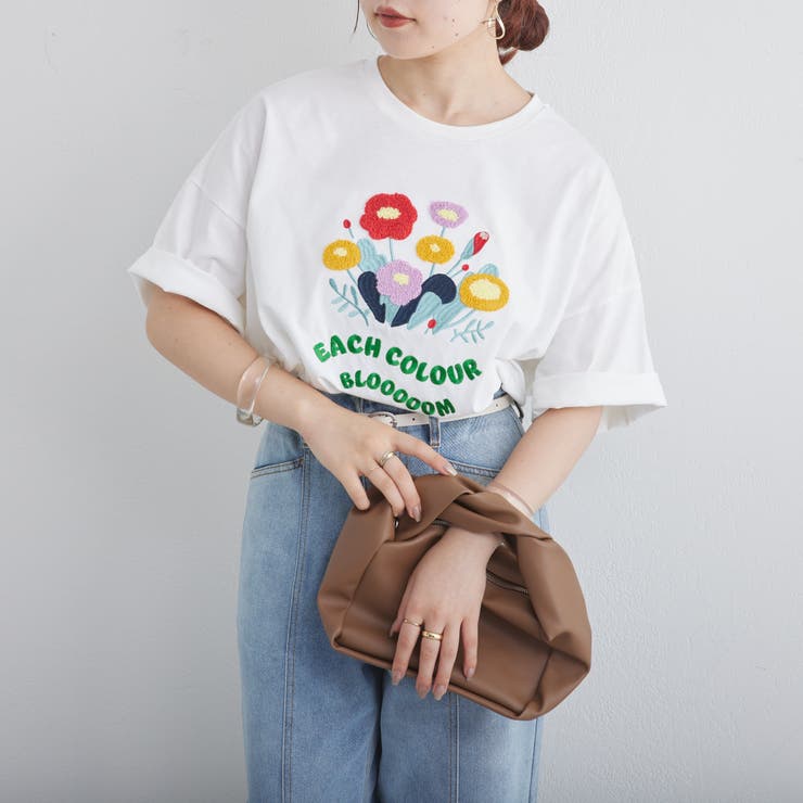 お花サガラ刺繍T[品番：NCLW0010746]｜NICE CLAUP / OLIVE des OLIVE