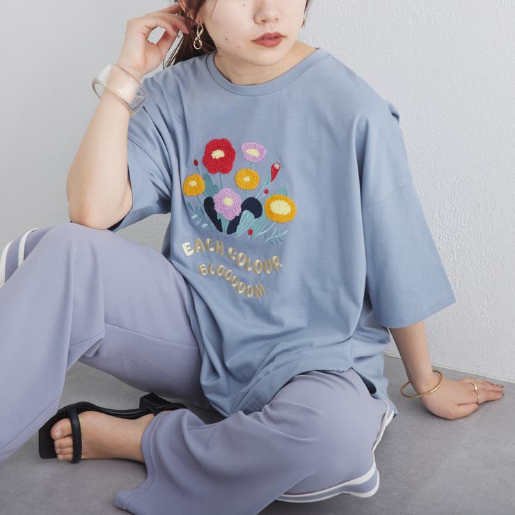 お花サガラ刺繍T[品番：NCLW0010746]｜NICE CLAUP / OLIVE des OLIVE