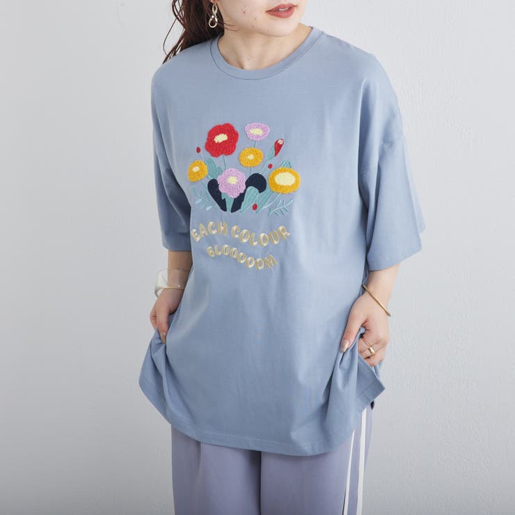 お花サガラ刺繍T[品番：NCLW0010746]｜NICE CLAUP / OLIVE des OLIVE
