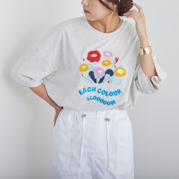 お花サガラ刺繍T[品番：NCLW0010746]｜NICE CLAUP / OLIVE des OLIVE