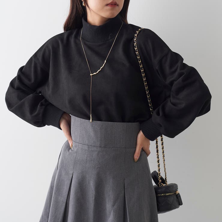 ブラック | スエードポンチリブプルオーバー | NICE CLAUP / OLIVE des OLIVE　OUTLET