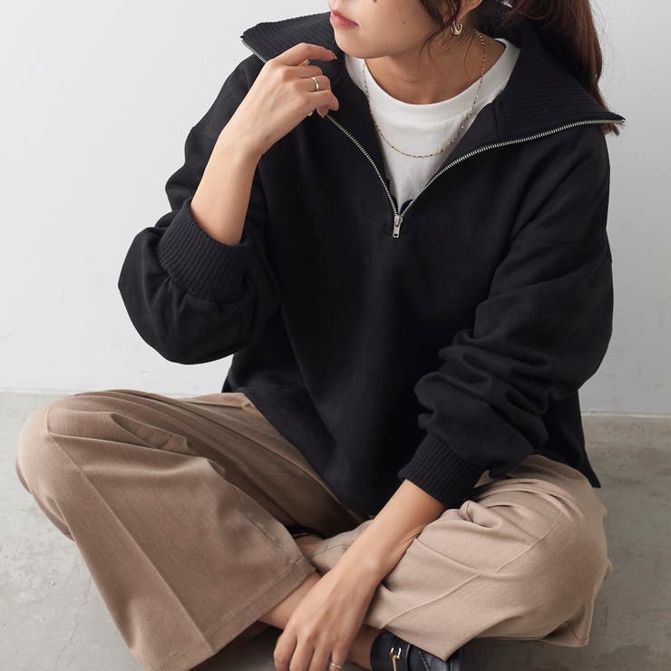 スエードポンチハーフZIPプルオーバー[品番：NCLW0011483]｜NICE CLAUP