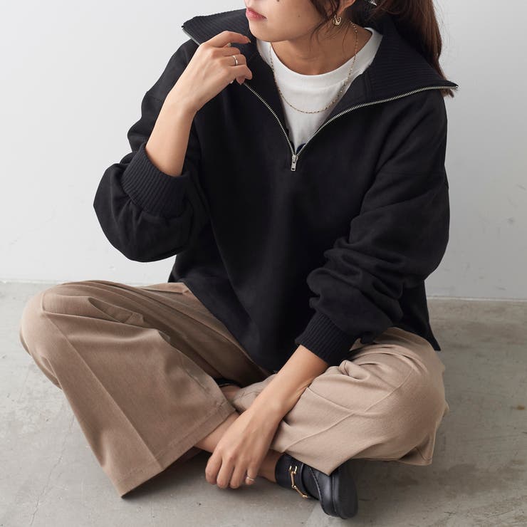 スエードポンチハーフZIPプルオーバー[品番：NCLW0011483]｜NICE CLAUP